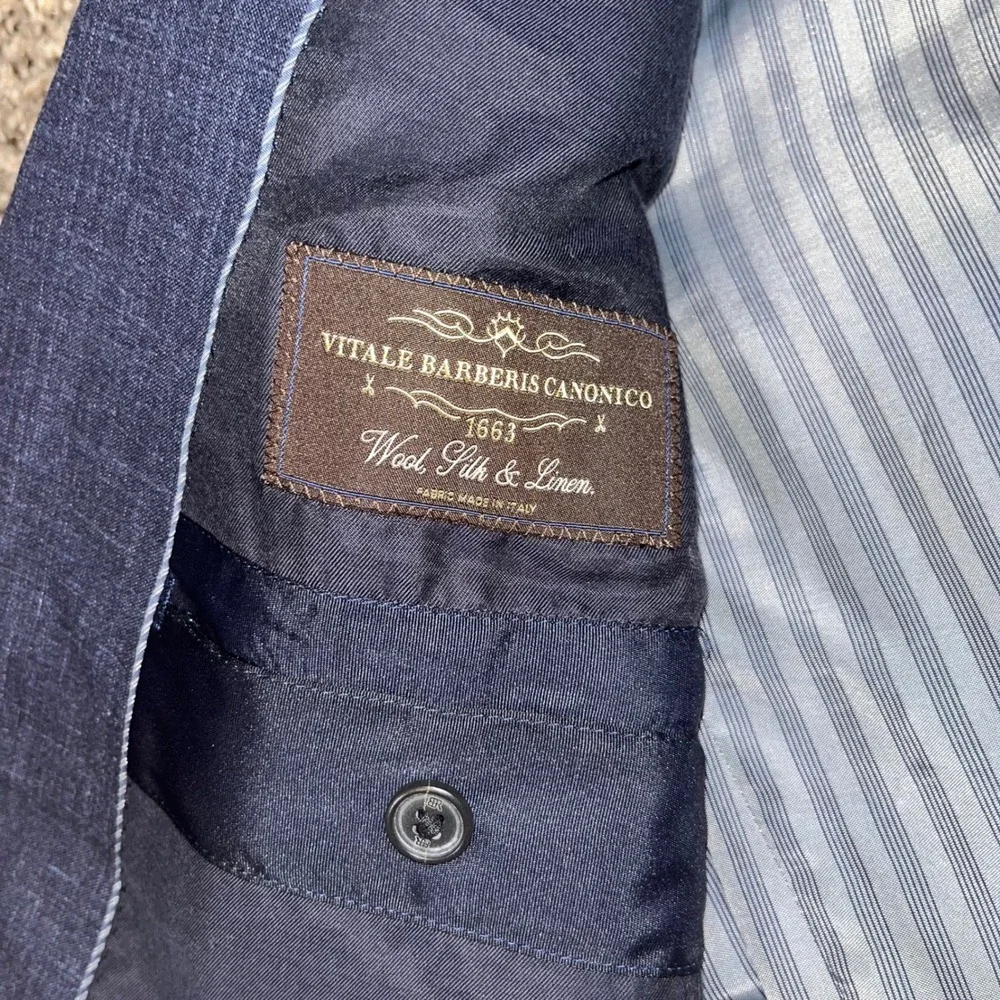 Banana Republic Vitale Barberis Canonico Blue Wool Silk Linen Blazer 44R
